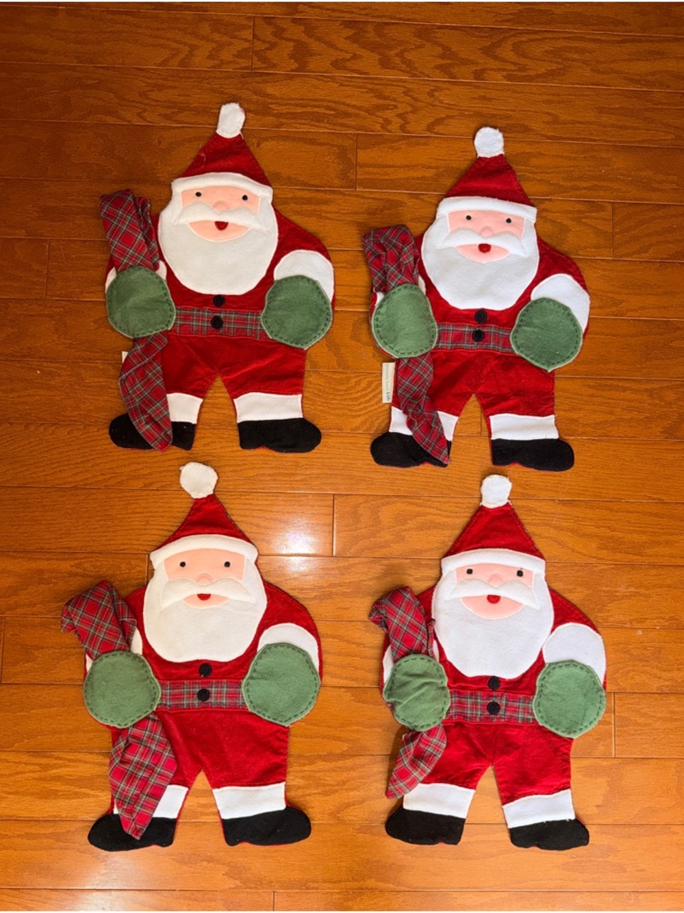 Pottery Barn Kids Holiday Santa Plush Place Mats - Red and Green